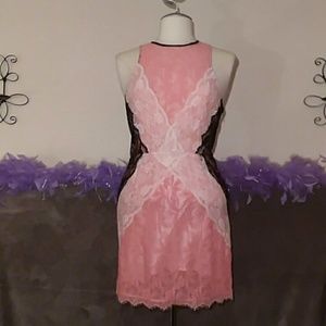 Peach w/Black & White Lace Dress